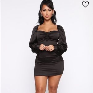 Fashionnova black satin mini dress
